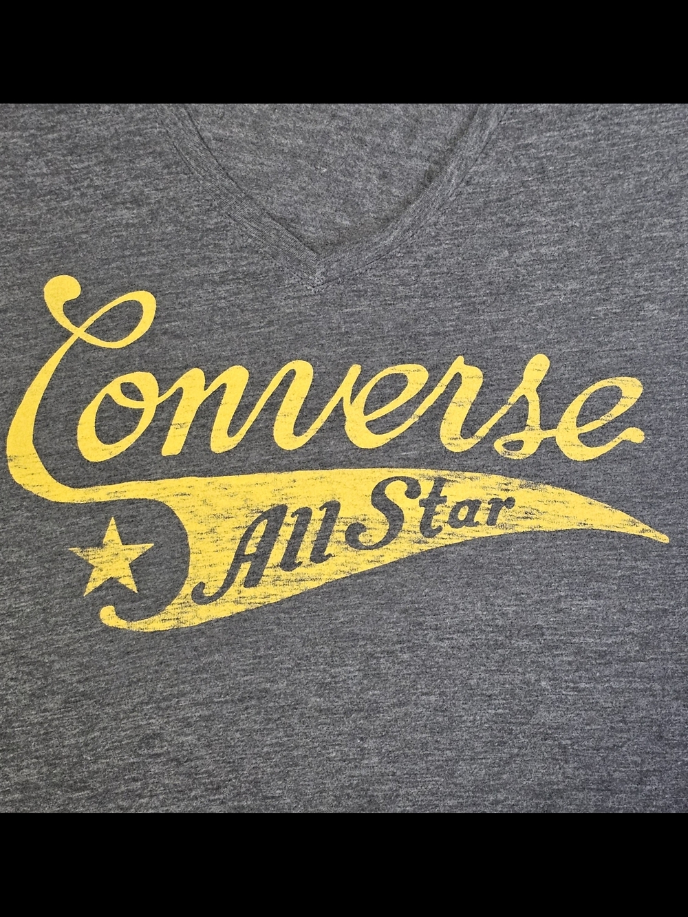 Converse Women's Charcoal V-Neck Tee with Yellow All Star Logo - Picture 3 of 12